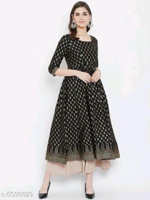 saanvi collection Women Printed Anarkali Kurta(Black)