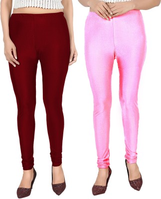 Phase of Trend Churidar Length Western Wear Legging(Pink, Maroon, Solid)
