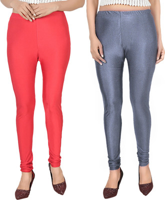 Styllofy Ankle Length Western Wear Legging(Red, Grey, Solid)