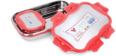 Virtue SIGNATURE BIG STAINLESS STEEL LUNCH BOX RED COLOR 2 Containers Lunch Box 2 Containers Lunch Box(1050 ml)