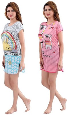 FIRMED STRING Women Nightshirts(Multicolor, Blue, Pink, Grey)