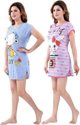FRANKOPOLIS Women Nightshirts(Multicolor, Blue, Pink)