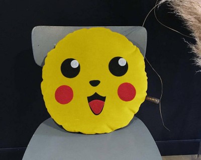 PICKKART Polyester Fibre Smiley Cushion Pack of 1(Yellow)