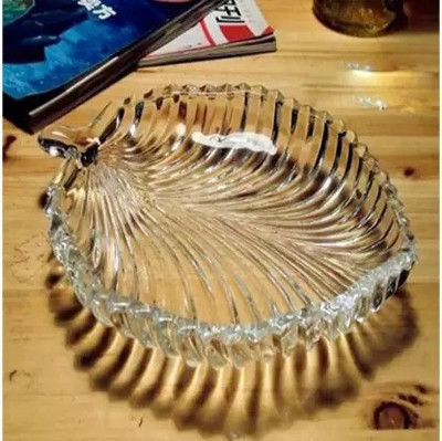 DULARIYA Leaf Shape Glass Plate for Dry Fruits,(Clear, Pack of 1) Tray