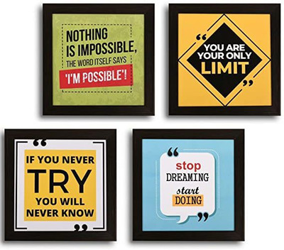 Nothing is possible, You are your only limit,
If you never try you will never know, Stop Dreaming start doing, Set Of 4 Frame Paper Print(11 inch X 11 inch)