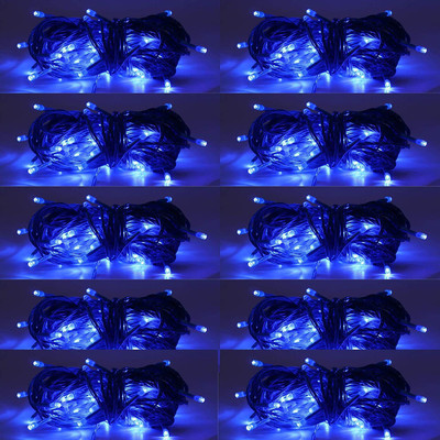 Sameer Enterprises 30 LEDs 14.99 m Blue Flickering, Steady String Rice Lights(Pack of 10)