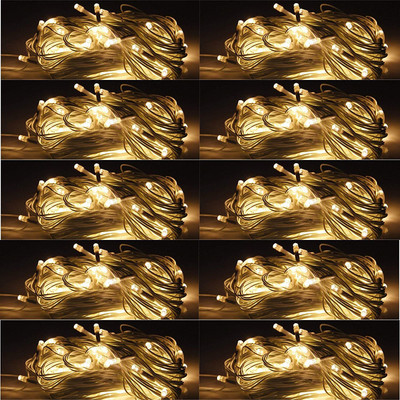 Sameer Enterprises 60 LEDs 14.99 m Gold Flickering, Steady String Rice Lights(Pack of 10)