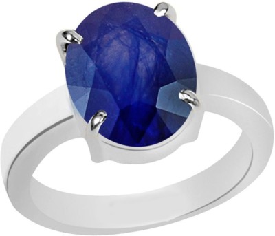 S KUMAR GEMS & JEWELS Certified Natural 9.25 Ratti Blue SapphireStone (neelam Stone ) Sterling Silver Sapphire Ring