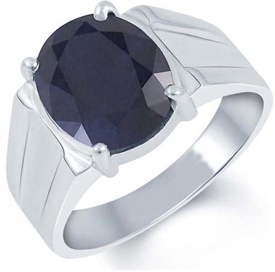 S KUMAR GEMS & JEWELS Certified Natural 9.25 Ratti Blue SapphireStone (neelam Stone ) Sterling Silver Sapphire Ring