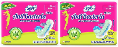 SOFY AntiBacteria Extra Long XL - 28+28 Pads Sanitary Pad(Pack of 2)