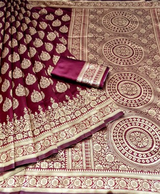 BHUTADA DADA Woven Banarasi Cotton Linen, Cotton Silk Saree(Maroon)