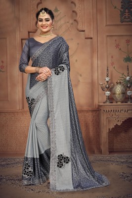 VM TEJANI Embroidered Bollywood Silk Blend Saree(Grey)