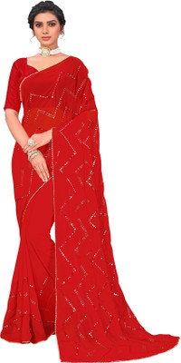 Sariya Embroidered Bollywood Georgette Saree(Red)