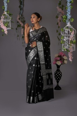 MUSKAN FASHION Woven Banarasi Polyester Saree(Black)