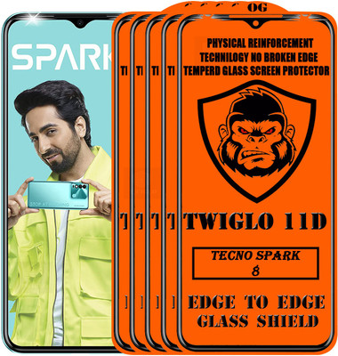 TWIGLO Edge To Edge Tempered Glass for TECNO SPARK 8(Pack of 5)