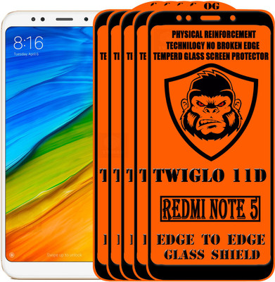 TWIGLO Edge To Edge Tempered Glass for Mi Redmi Note 5(Pack of 5)