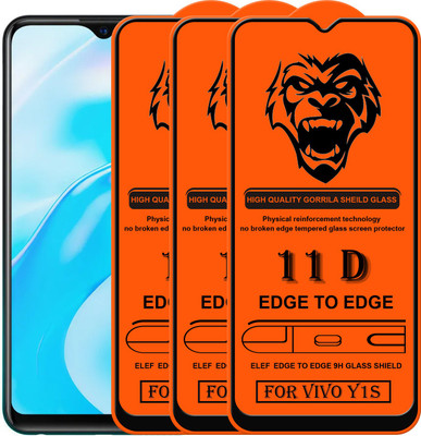 ELEF Edge To Edge Tempered Glass for Vivo Y1s (Pack Of 3)(Pack of 3)