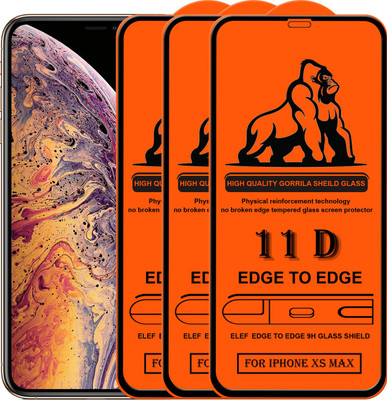 ELEF Edge To Edge Tempered Glass for Apple iPhone Xs Max(Pack Of 3)(Pack of 3)
