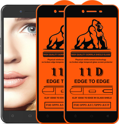 ELEF Edge To Edge Tempered Glass for Oppo A37/A37f(Pack Of 2)(Pack of 2)