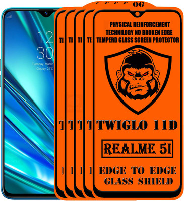 TWIGLO Edge To Edge Tempered Glass for REALME 5I(Pack of 5)