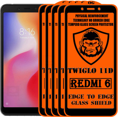 TWIGLO Edge To Edge Tempered Glass for Mi Redmi 6(Pack of 5)