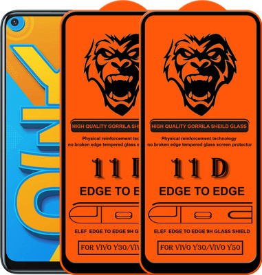 ELEF Edge To Edge Tempered Glass for Vivo Y30/Y50(Pack Of 2)(Pack of 2)