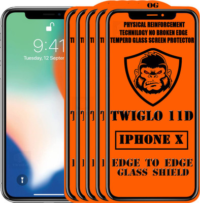 TWIGLO Edge To Edge Tempered Glass for Apple iPhone X(Pack of 5)