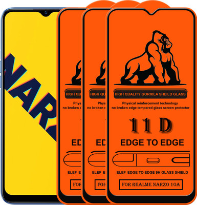 ELEF Edge To Edge Tempered Glass for Realme Narzo 10A(Pack Of 3)(Pack of 3)