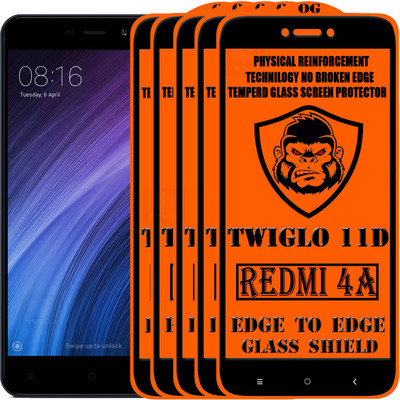 TWIGLO Edge To Edge Tempered Glass for Mi Redmi 4A(Pack of 5)
