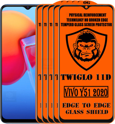TWIGLO Edge To Edge Tempered Glass for VIVO Y51 2020(Pack of 5)