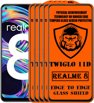 TWIGLO Edge To Edge Tempered Glass for REALME 8(Pack of 5)