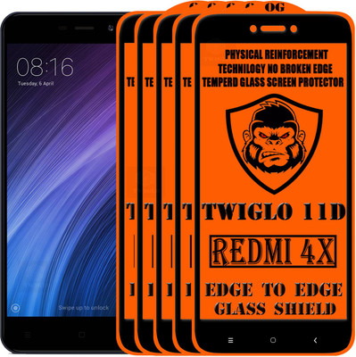 TWIGLO Edge To Edge Tempered Glass for Mi Redmi 4X(Pack of 5)