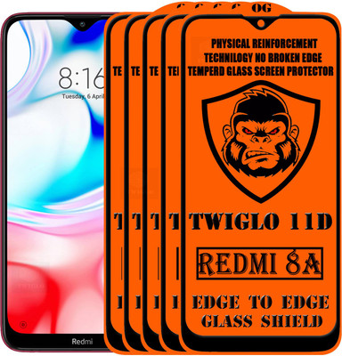 TWIGLO Edge To Edge Tempered Glass for REDMI 8A(Pack of 5)