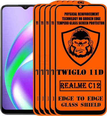 TWIGLO Edge To Edge Tempered Glass for REALME C12(Pack of 5)