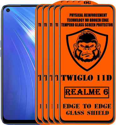 TWIGLO Edge To Edge Tempered Glass for REALME 6(Pack of 5)