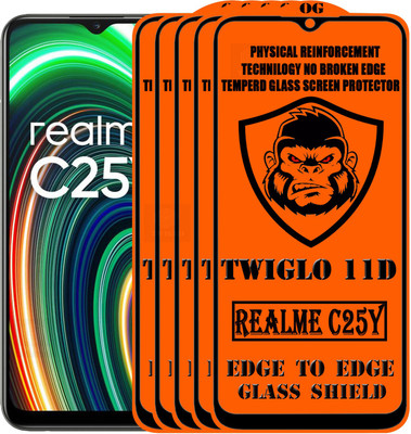 TWIGLO Edge To Edge Tempered Glass for REALME C25Y(Pack of 5)