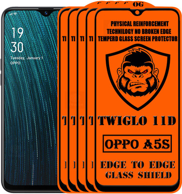 TWIGLO Edge To Edge Tempered Glass for OPPO A5S(Pack of 5)