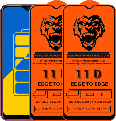 ELEF Edge To Edge Tempered Glass for Vivo Y11/Y12/Y15/Y17(Pack Of 2)(Pack of 2)