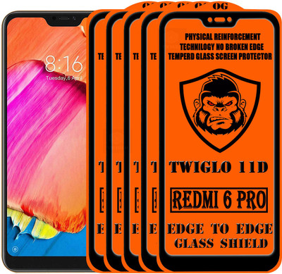 TWIGLO Edge To Edge Tempered Glass for Mi Redmi 6 pro(Pack of 5)