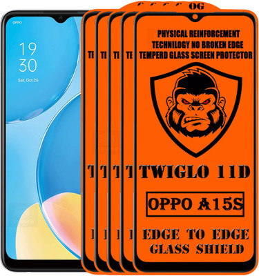 TWIGLO Edge To Edge Tempered Glass for OPPO A15S(Pack of 5)