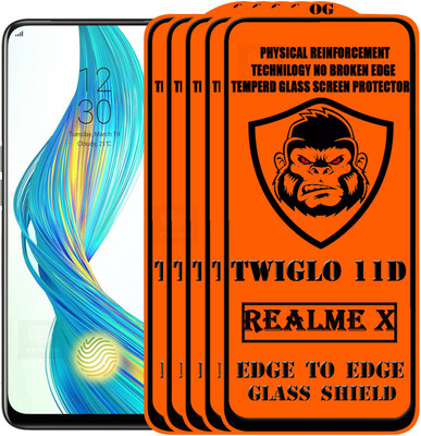 TWIGLO Edge To Edge Tempered Glass for Realme X(Pack of 5)