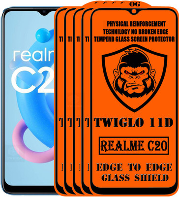 TWIGLO Edge To Edge Tempered Glass for REALME C20(Pack of 5)