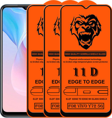 ELEF Edge To Edge Tempered Glass for Vivo Y72 5G(Pack Of 3)(Pack of 3)
