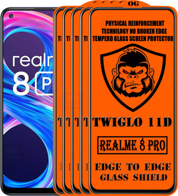 TWIGLO Edge To Edge Tempered Glass for REALME 8 PRO(Pack of 5)