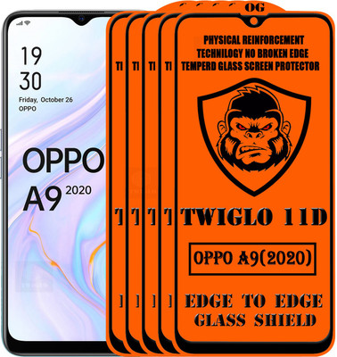 TWIGLO Edge To Edge Tempered Glass for OPPO A9 2020(Pack of 5)