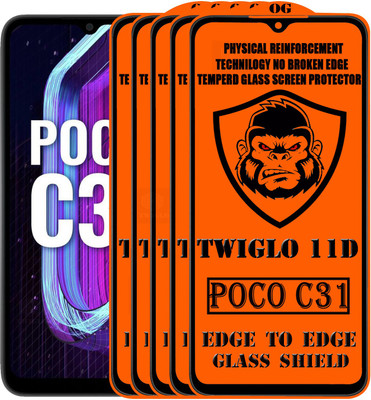 TWIGLO Edge To Edge Tempered Glass for REDMI POCO C31(Pack of 5)