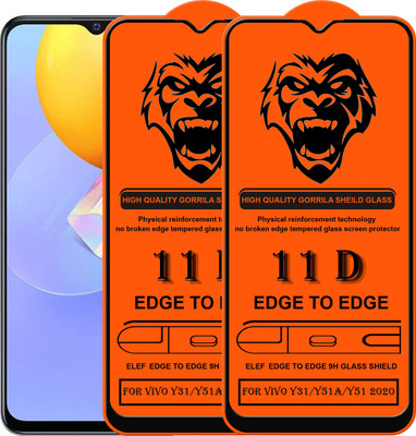 ELEF Edge To Edge Tempered Glass for Vivo Y31/Y51A/Y51 2020(Pack Of 2)(Pack of 2)