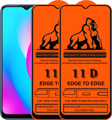 ELEF Edge To Edge Tempered Glass for Realme C11/C12/C15/C21/C20/C25/C25Y(Pack Of 2)(Pack of 2)
