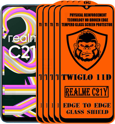 TWIGLO Edge To Edge Tempered Glass for REALME C21Y(Pack of 5)