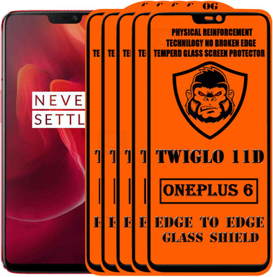 TWIGLO Edge To Edge Tempered Glass for OnePlus 6(Pack of 5)
